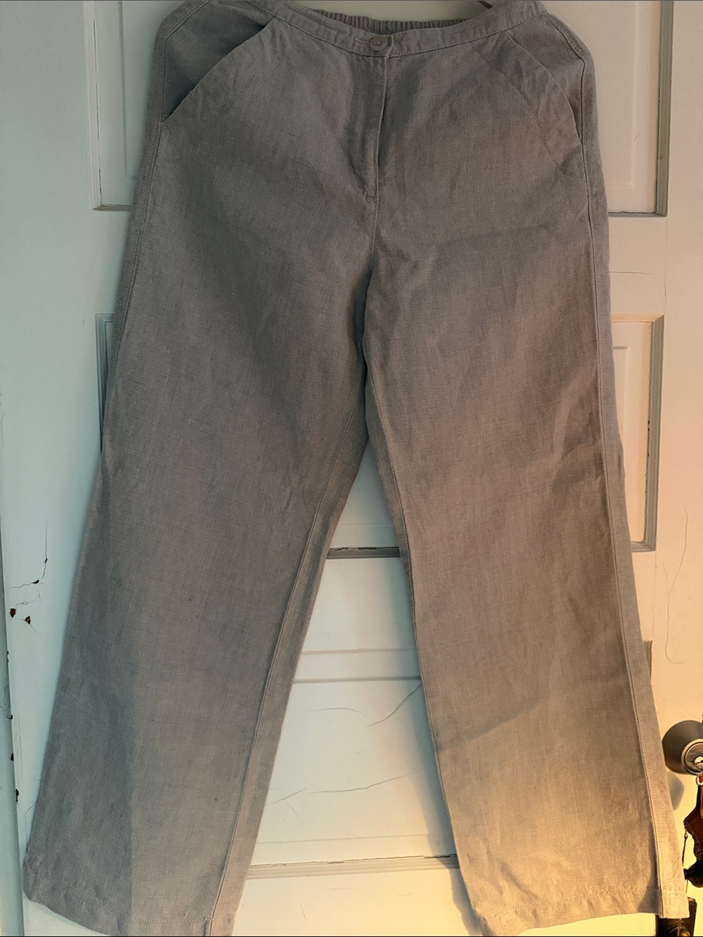 Women’s Casual Linen Straight-Leg Pants in Taupe